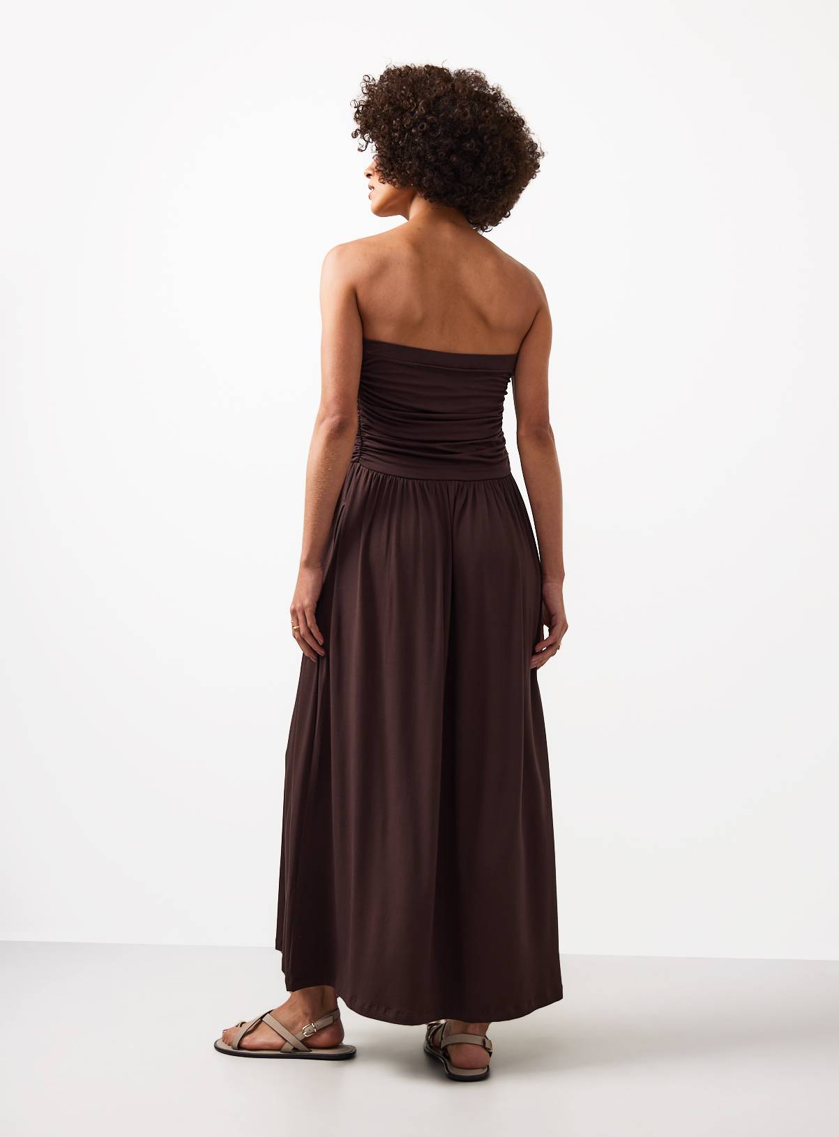 Dark Brown Jersey Bandeau Style Maxi Dress 8 - Image 4